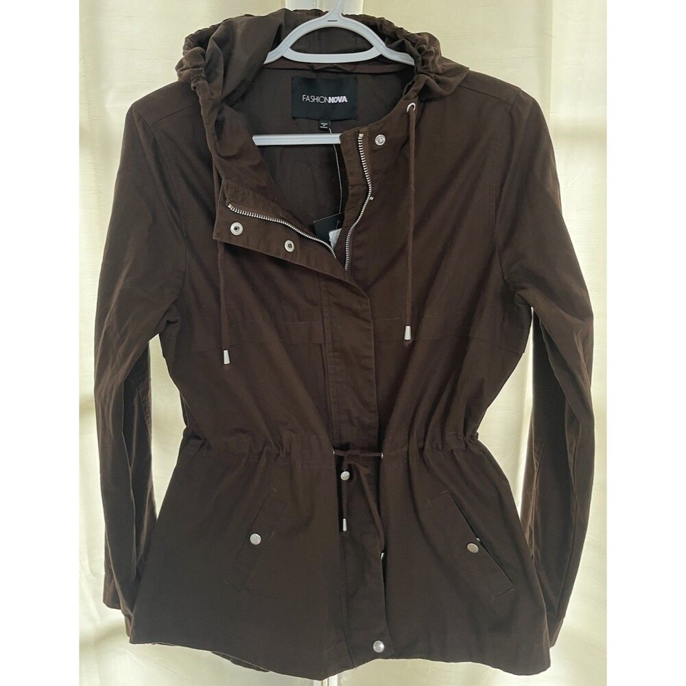 Fashion Nova Gimme Some Love Women’s Anorak Jacket Medium Brown 100% Cotton NWT
